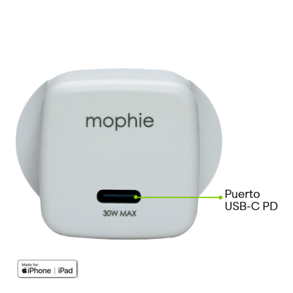 Cargador de pared mophie 30W-1C-FG -Blanco